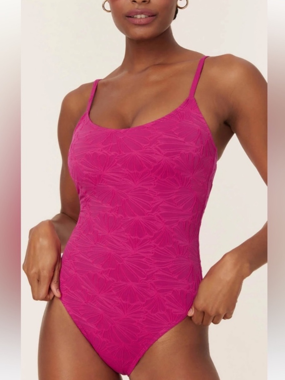 ANDIE SWIM The Amalfi One Piece Textured floral lava pink size XS NWT